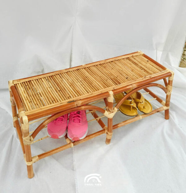 Handcrafted Red Rattan Bench Malaysia