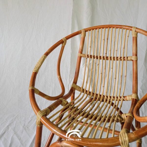 Handcrafted Red Rattan Round Coin Chair