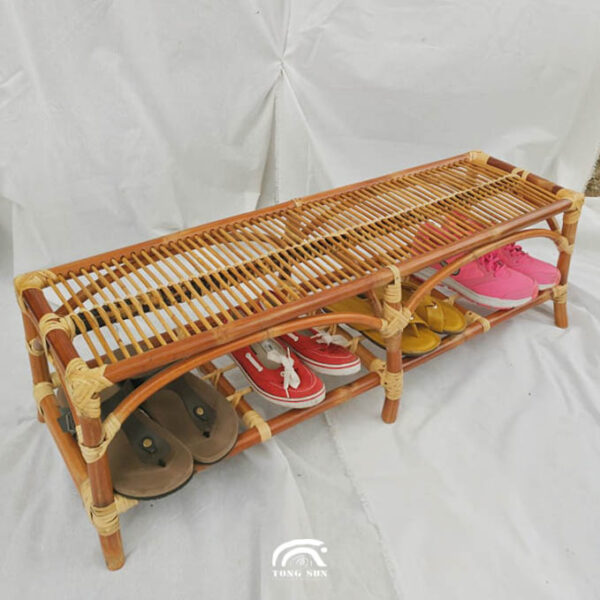 Handcrafted Red Rattan Bench Malaysia