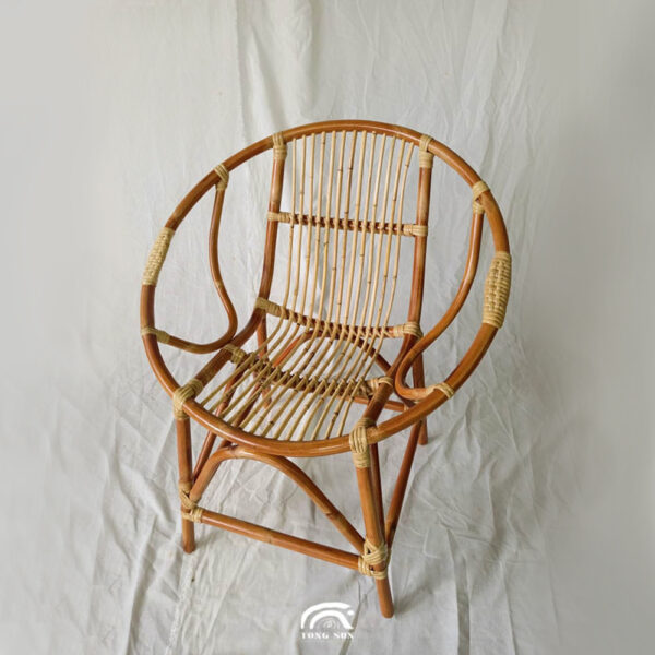 Handcrafted Red Rattan Round Coin Chair