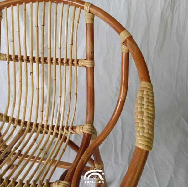 Handcrafted Red Rattan Round Coin Chair