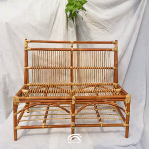 Handcrafted Red Rattan Two Seater Sofa Chair