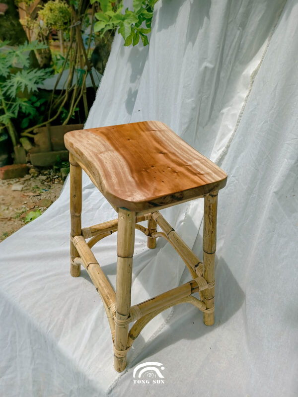 Handcrafted Solid Wood Rattan Bar Stool Malaysia