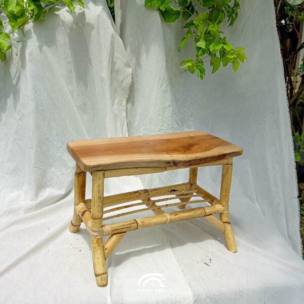 Handcrafted Solid Wood Rattan Storage Bench Malaysia