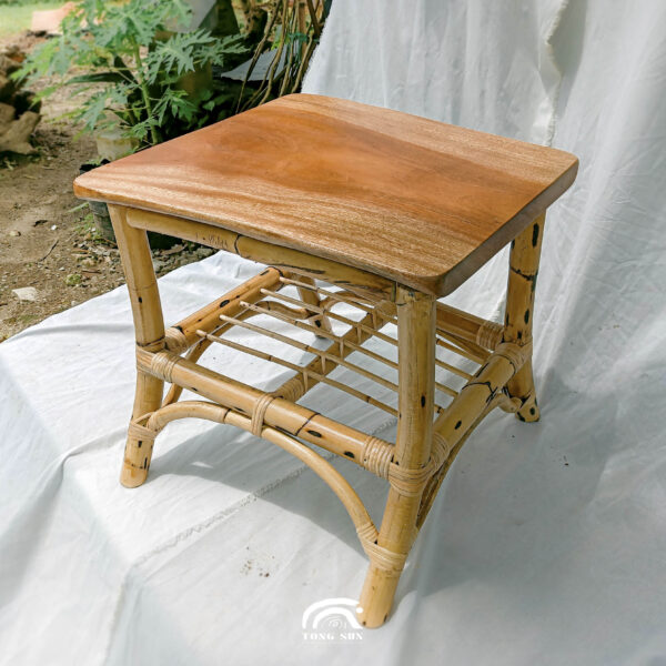 Handcrafted Solid Wood Rattan Coffee Table