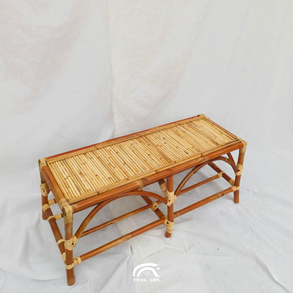Handcrafted Red Rattan Storage Bench Malaysia