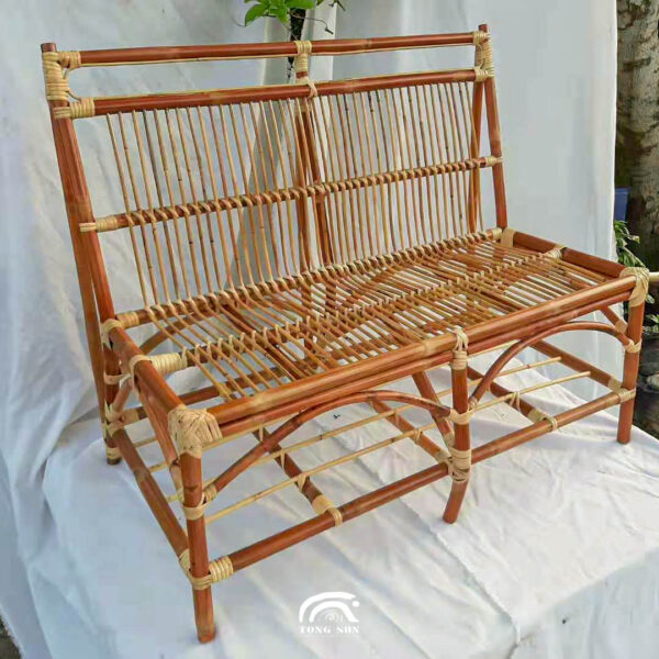 Handcrafted Red Rattan Two Seater Sofa Chair