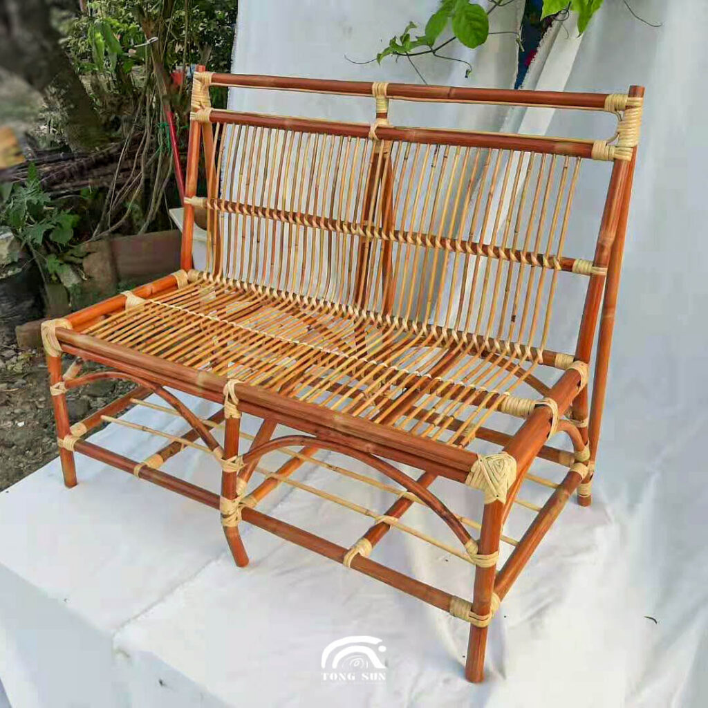 Handcrafted Red Rattan Two Seater Sofa Chair Malaysia