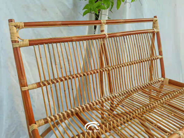 Handcrafted Red Rattan Two Seater Sofa Chair