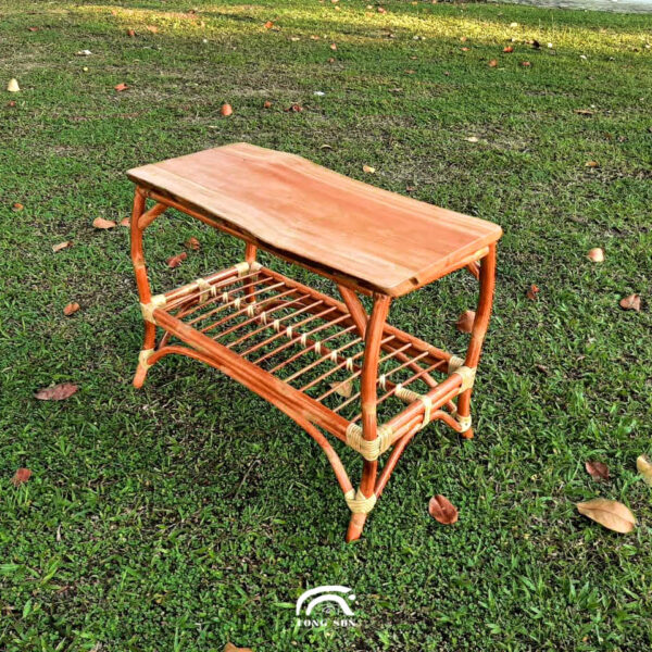 Handcrafted Solid Wood Rattan Coffee Table